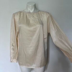 Lord & Taylor Vintage Silk Pearl Embellished button back long sleeve top bridal